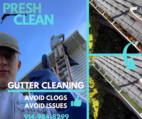 Gutter cleaned by PreshClean Inc.