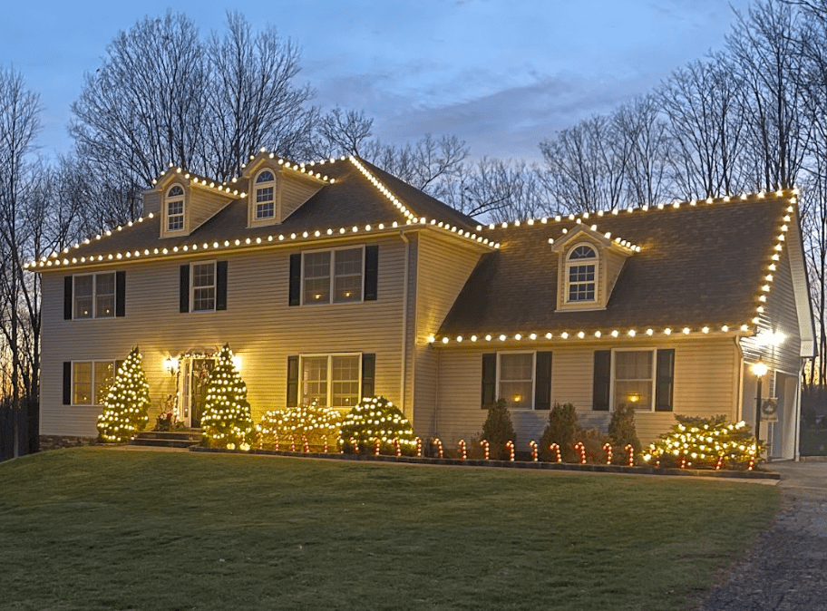 Christmas lights installed in White Plains, NY.