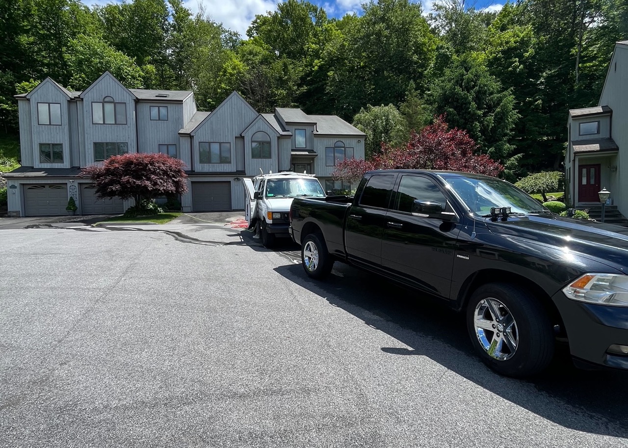 Pressure washing van in Harrison, NY.