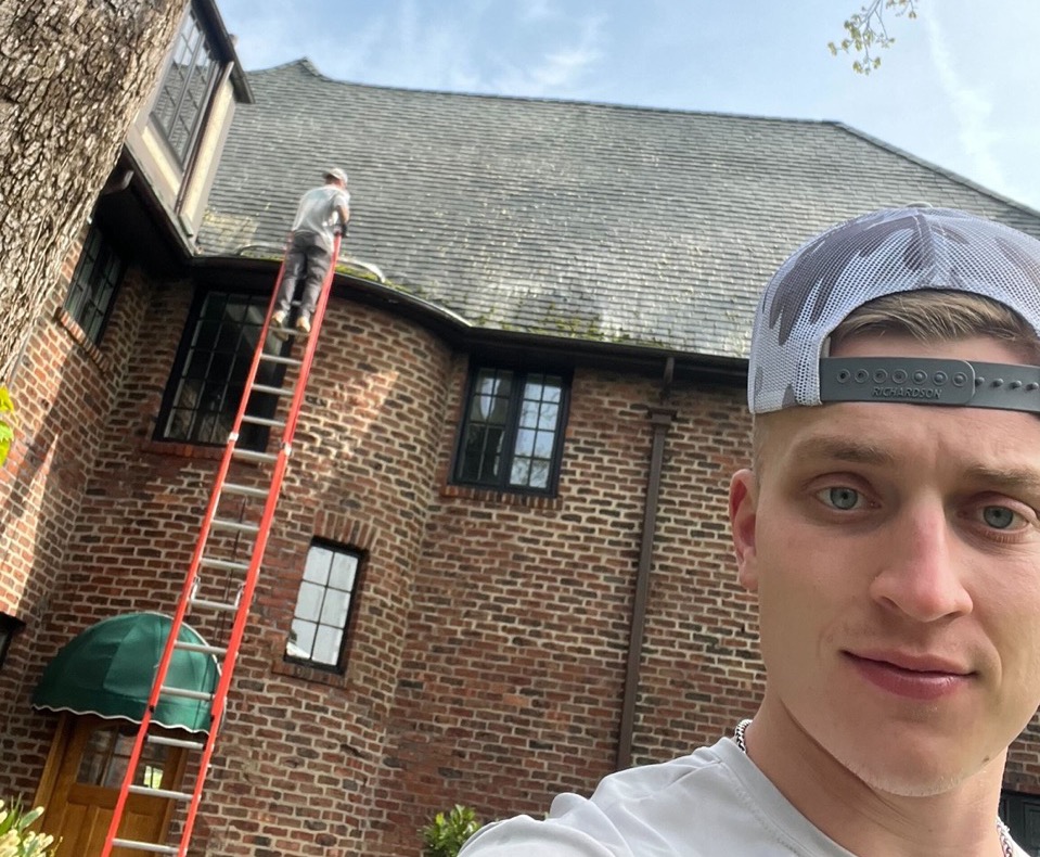 Roof being washed in Rye, NY.